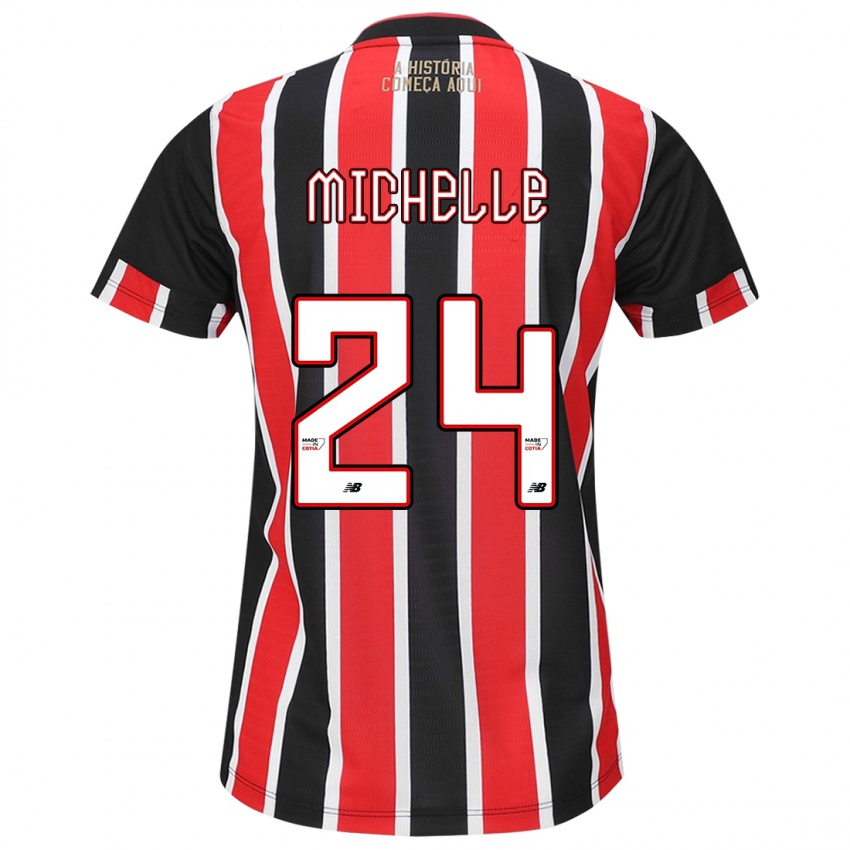 Niño Camiseta Michelle #24 Negro Rojo Blanco 2ª Equipación 2024/25 La Camisa Chile