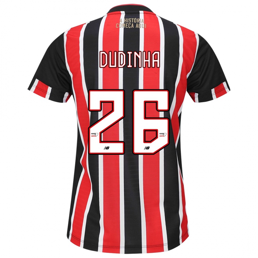 Niño Camiseta Dudinha #26 Negro Rojo Blanco 2ª Equipación 2024/25 La Camisa Chile