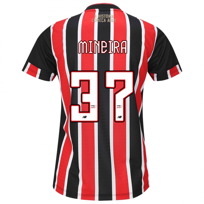 Niño Camiseta Rafa Mineira #37 Negro Rojo Blanco 2ª Equipación 2024/25 La Camisa Chile