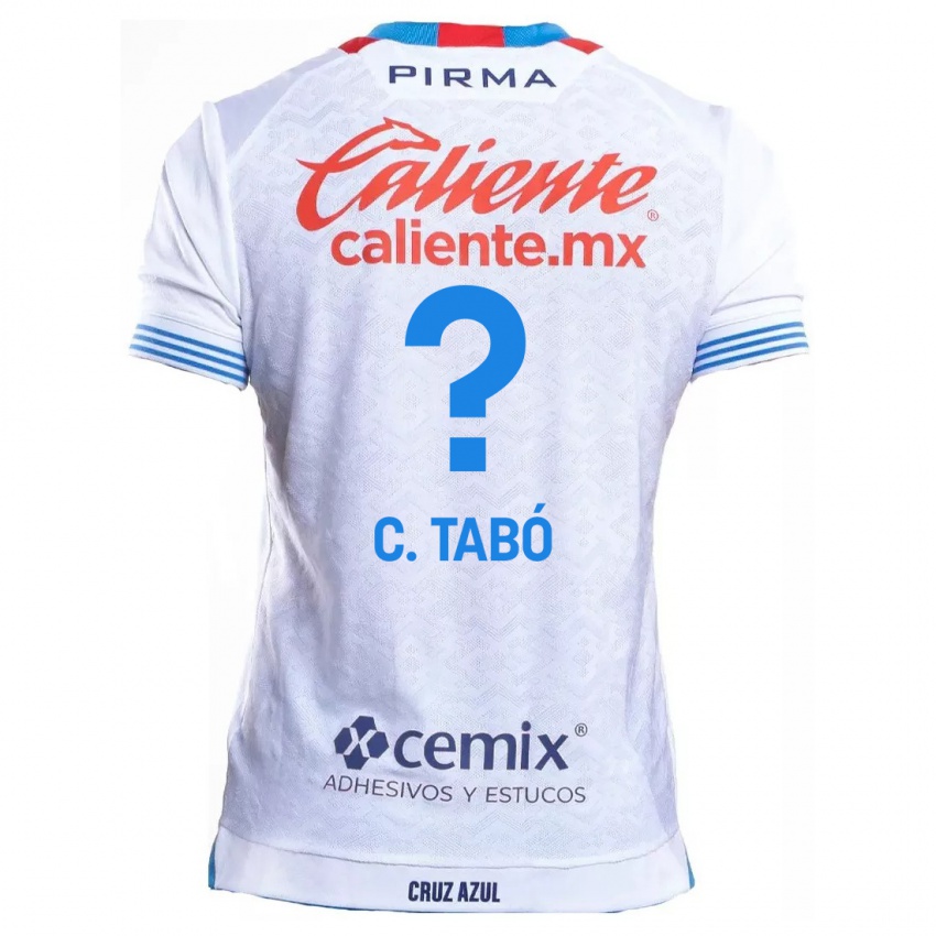 Niño Camiseta Christian Tabó #0 Blanco Azul 2ª Equipación 2024/25 La Camisa Chile