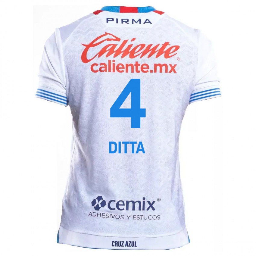 Niño Camiseta Willer Ditta #4 Blanco Azul 2ª Equipación 2024/25 La Camisa Chile