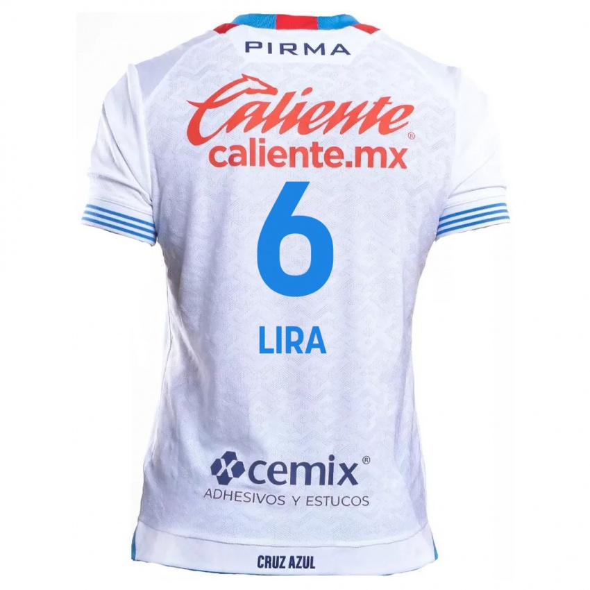 Niño Camiseta Érik Lira #6 Blanco Azul 2ª Equipación 2024/25 La Camisa Chile