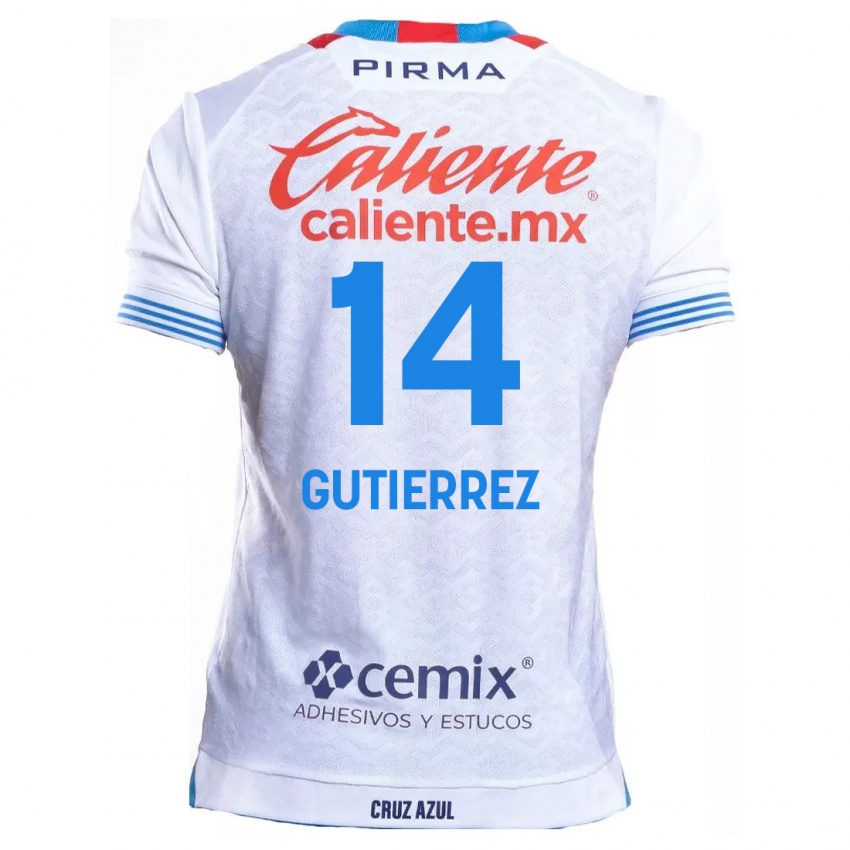 Niño Camiseta Alexis Gutierrez #14 Blanco Azul 2ª Equipación 2024/25 La Camisa Chile