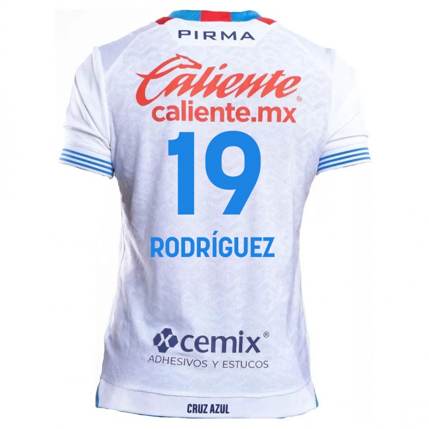 Niño Camiseta Carlos Rodríguez #19 Blanco Azul 2ª Equipación 2024/25 La Camisa Chile