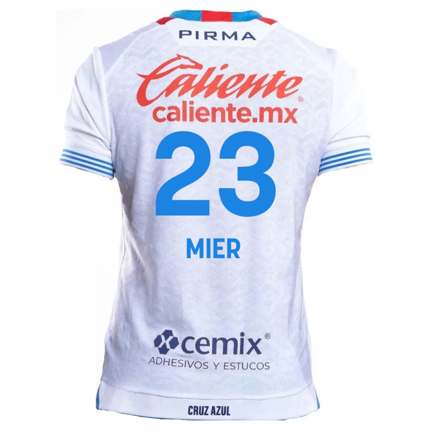 Niño Camiseta Kevin Mier #23 Blanco Azul 2ª Equipación 2024/25 La Camisa Chile