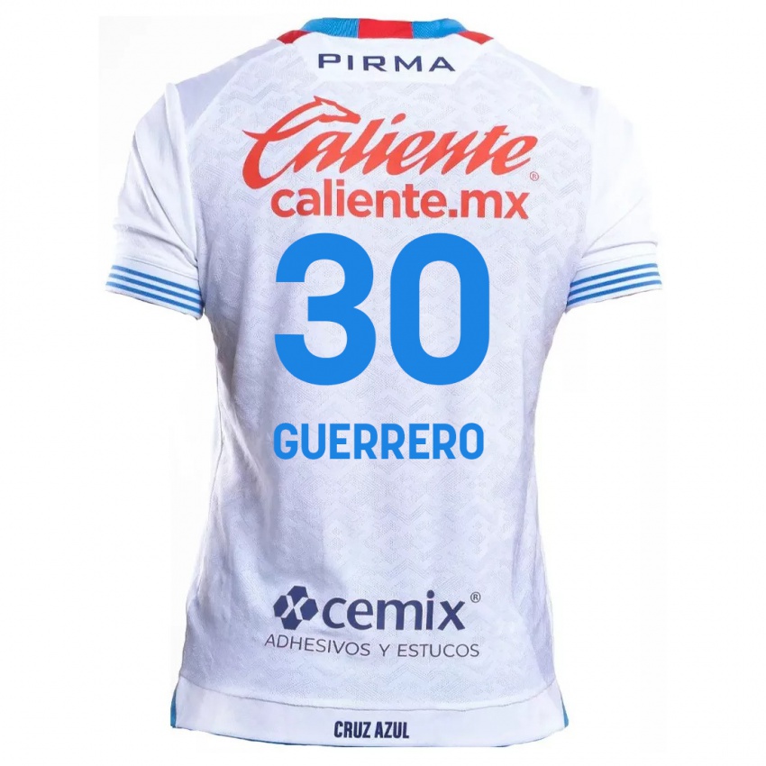 Niño Camiseta Rafael Guerrero #30 Blanco Azul 2ª Equipación 2024/25 La Camisa Chile