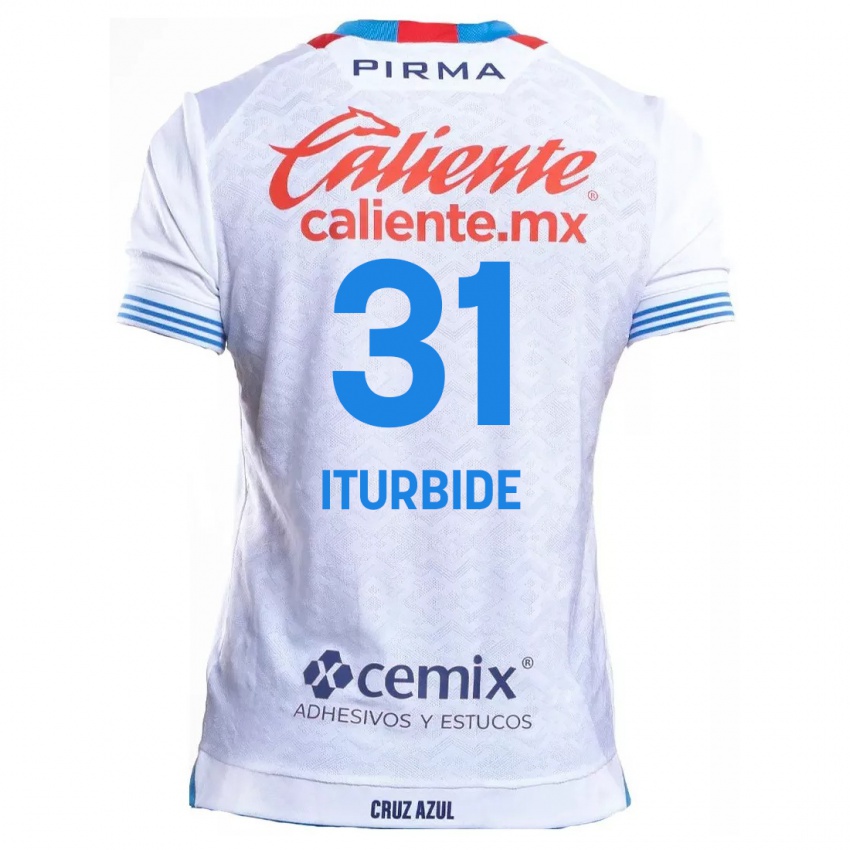 Niño Camiseta Luis Iturbide #31 Blanco Azul 2ª Equipación 2024/25 La Camisa Chile