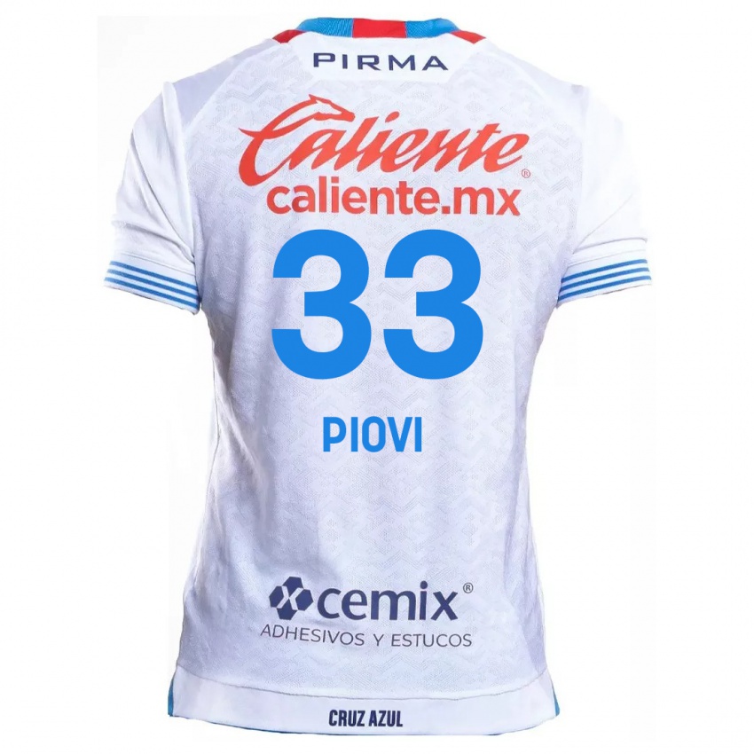 Niño Camiseta Gonzalo Piovi #33 Blanco Azul 2ª Equipación 2024/25 La Camisa Chile