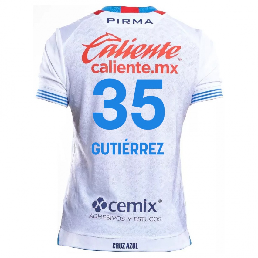 Niño Camiseta Luis Gutiérrez #35 Blanco Azul 2ª Equipación 2024/25 La Camisa Chile