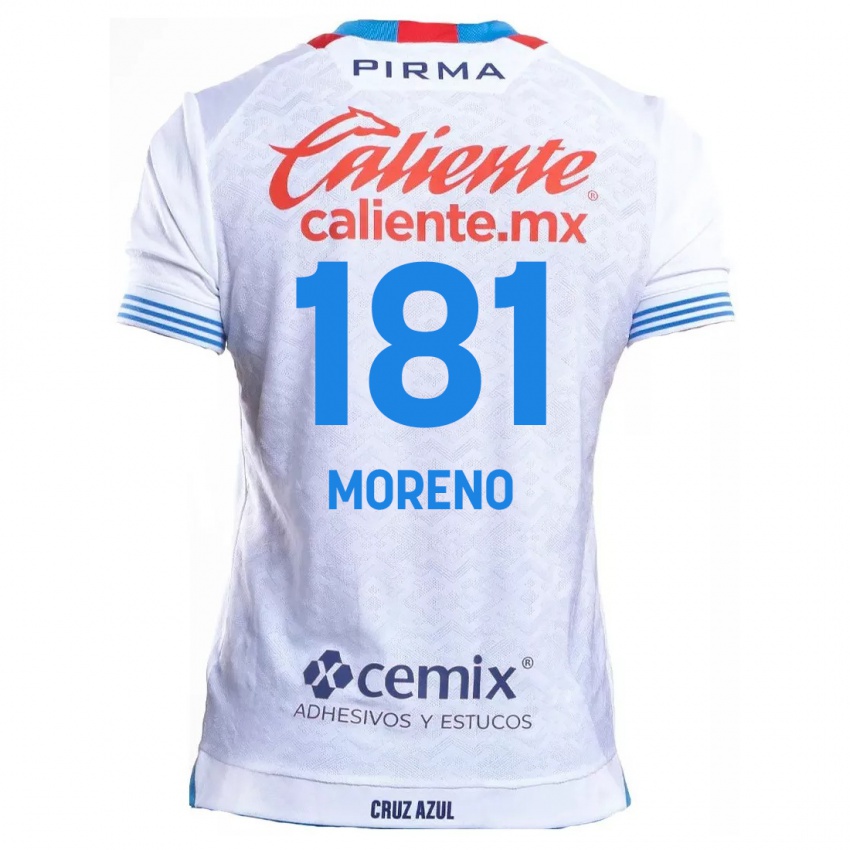 Niño Camiseta Roberto Moreno #181 Blanco Azul 2ª Equipación 2024/25 La Camisa Chile