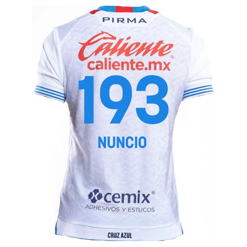 Niño Camiseta Jorge Nuncio #193 Blanco Azul 2ª Equipación 2024/25 La Camisa Chile