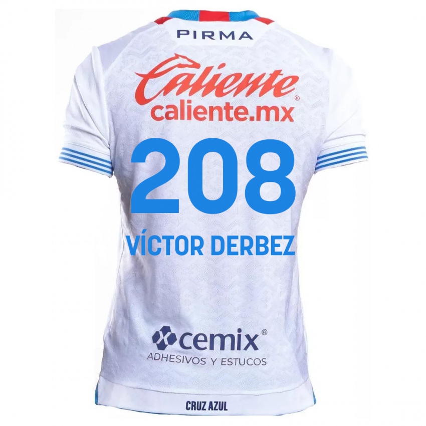 Niño Camiseta Louis Víctor Derbez #208 Blanco Azul 2ª Equipación 2024/25 La Camisa Chile