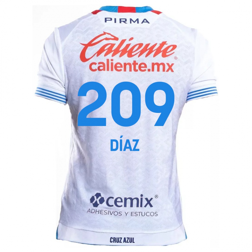 Niño Camiseta Josué Díaz #209 Blanco Azul 2ª Equipación 2024/25 La Camisa Chile