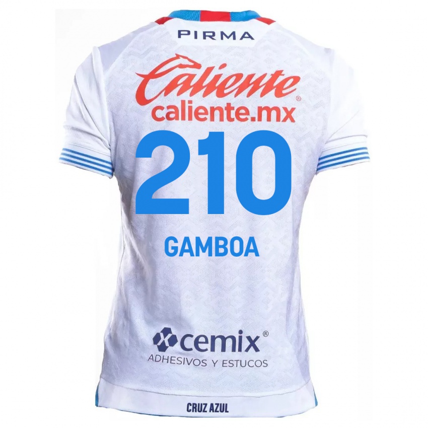 Niño Camiseta Bryan Gamboa #210 Blanco Azul 2ª Equipación 2024/25 La Camisa Chile