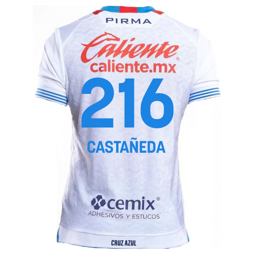 Niño Camiseta Ian Castañeda #216 Blanco Azul 2ª Equipación 2024/25 La Camisa Chile