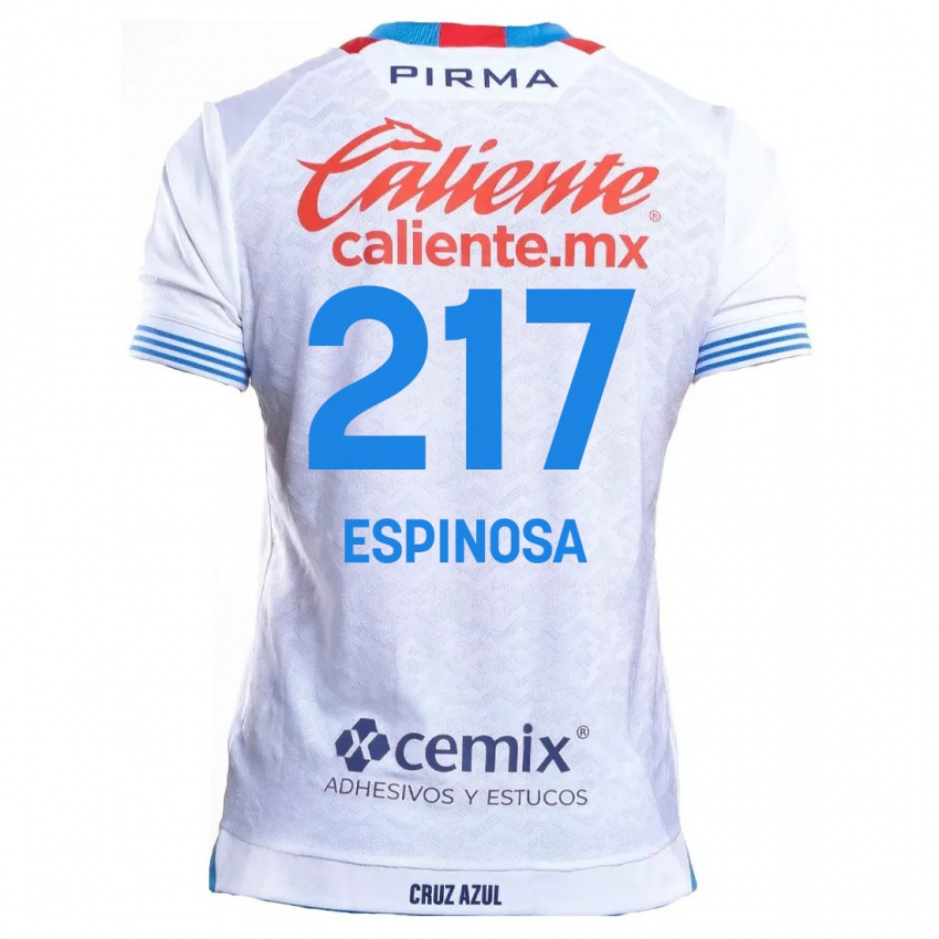 Niño Camiseta Samuel Espinosa #217 Blanco Azul 2ª Equipación 2024/25 La Camisa Chile