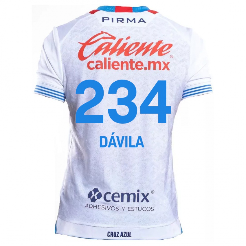 Niño Camiseta Emilio Dávila #234 Blanco Azul 2ª Equipación 2024/25 La Camisa Chile