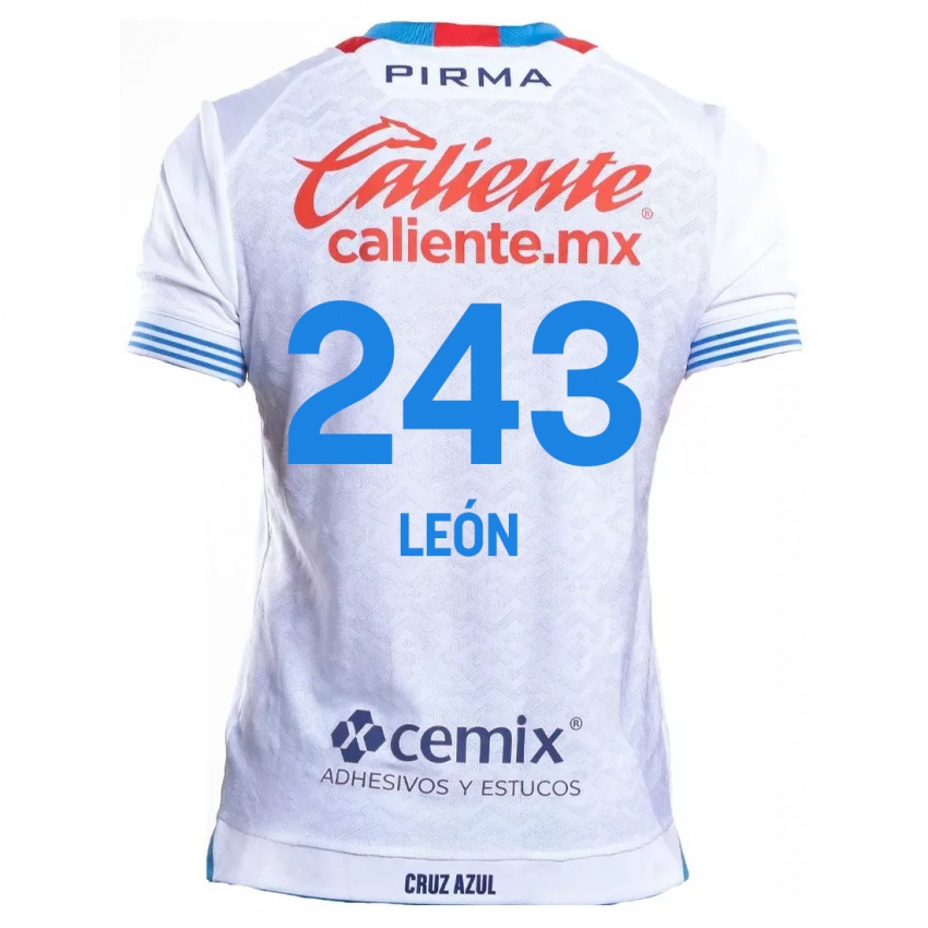 Niño Camiseta Cristhian León #243 Blanco Azul 2ª Equipación 2024/25 La Camisa Chile