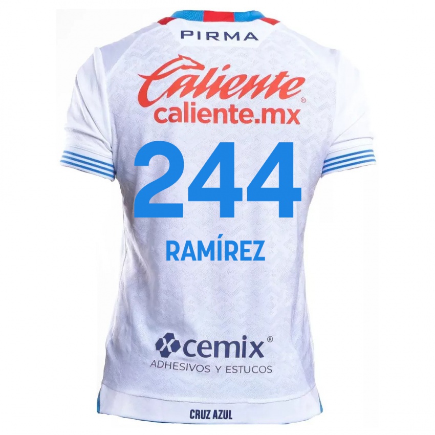 Niño Camiseta Nicolás Ramírez #244 Blanco Azul 2ª Equipación 2024/25 La Camisa Chile