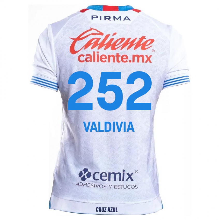 Niño Camiseta Christian Valdivia #252 Blanco Azul 2ª Equipación 2024/25 La Camisa Chile