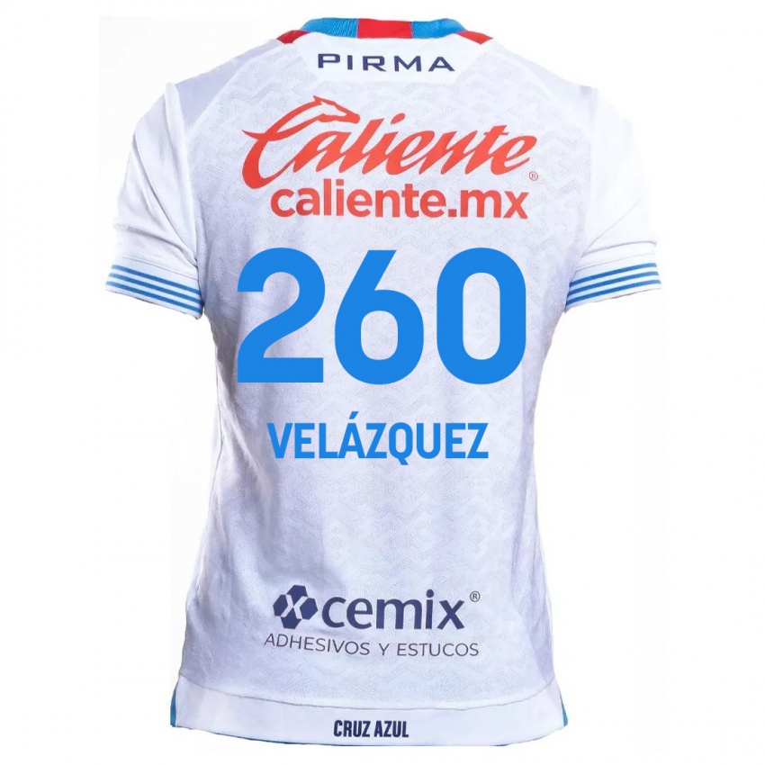 Niño Camiseta Víctor Velázquez #260 Blanco Azul 2ª Equipación 2024/25 La Camisa Chile