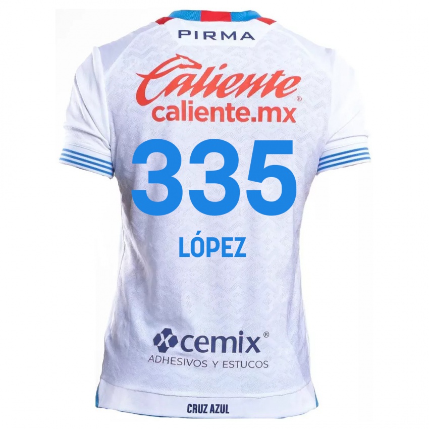 Niño Camiseta Alfredo López #335 Blanco Azul 2ª Equipación 2024/25 La Camisa Chile