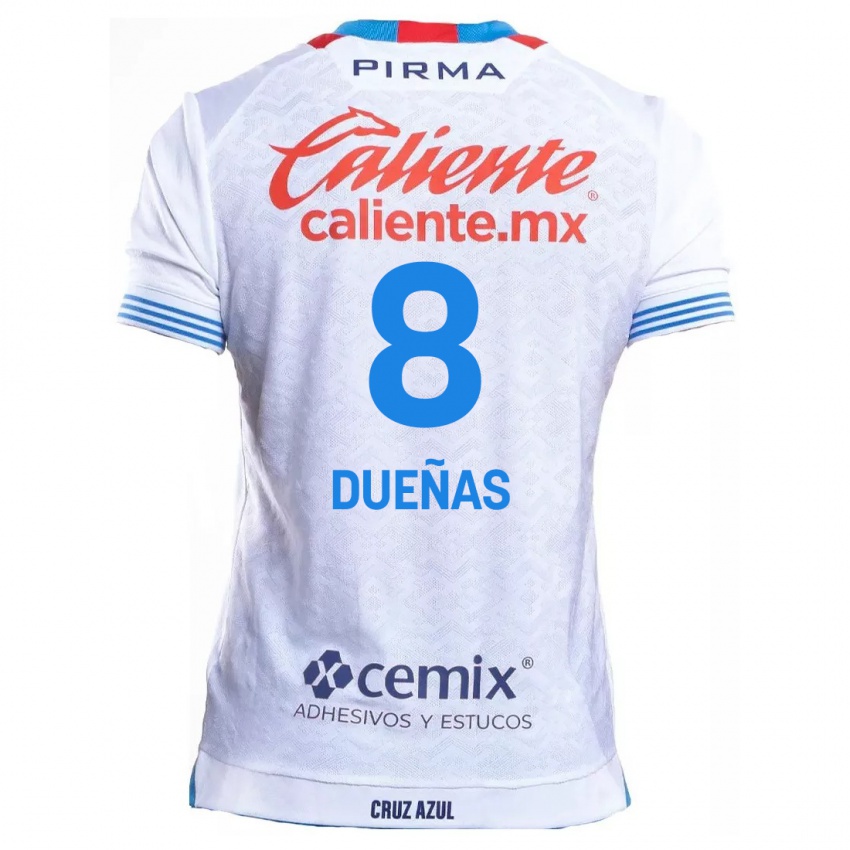 Niño Camiseta Jesus Duenas #8 Blanco Azul 2ª Equipación 2024/25 La Camisa Chile