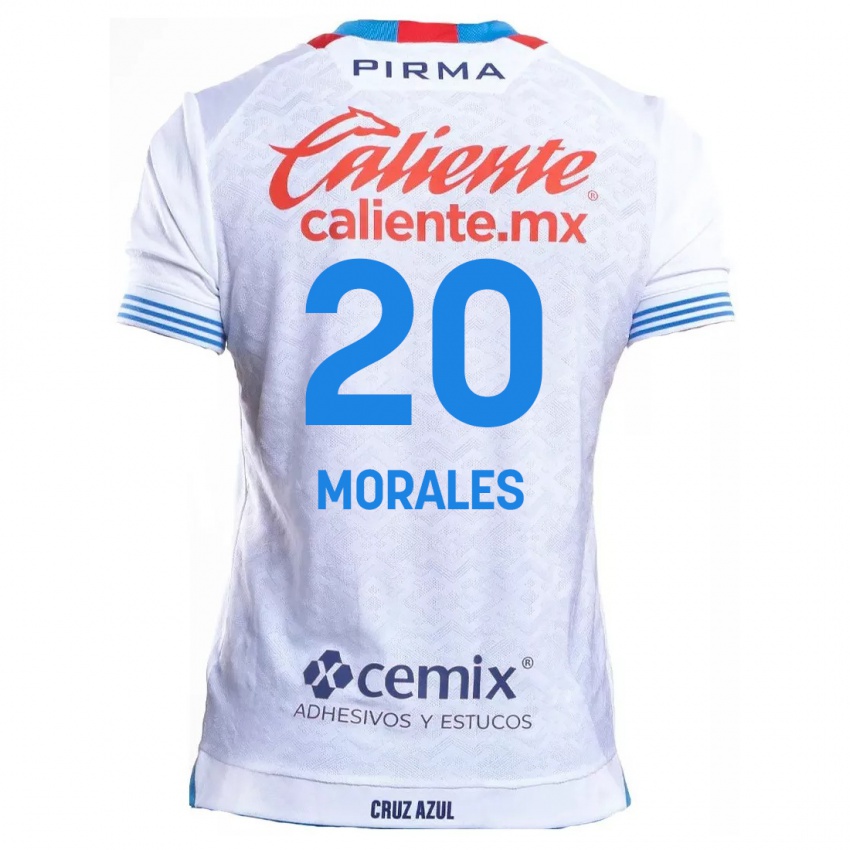 Niño Camiseta Iván Morales #20 Blanco Azul 2ª Equipación 2024/25 La Camisa Chile