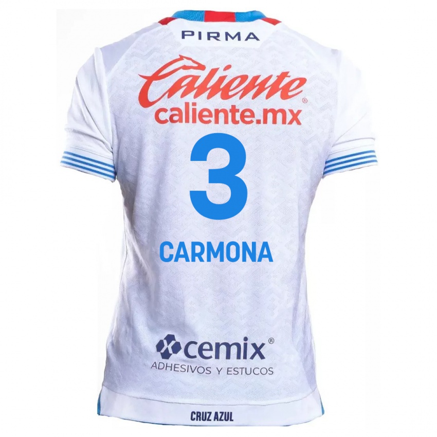 Niño Camiseta Edith Carmona #3 Blanco Azul 2ª Equipación 2024/25 La Camisa Chile