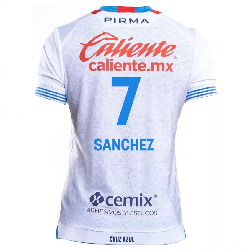 Niño Camiseta Andrea Sanchez #7 Blanco Azul 2ª Equipación 2024/25 La Camisa Chile