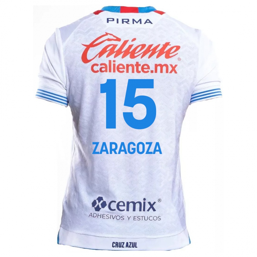 Niño Camiseta Nancy Zaragoza #15 Blanco Azul 2ª Equipación 2024/25 La Camisa Chile