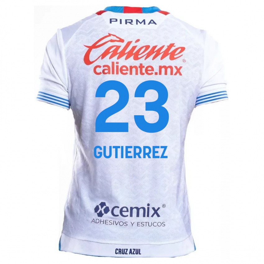 Niño Camiseta Ivonne Gutierrez #23 Blanco Azul 2ª Equipación 2024/25 La Camisa Chile