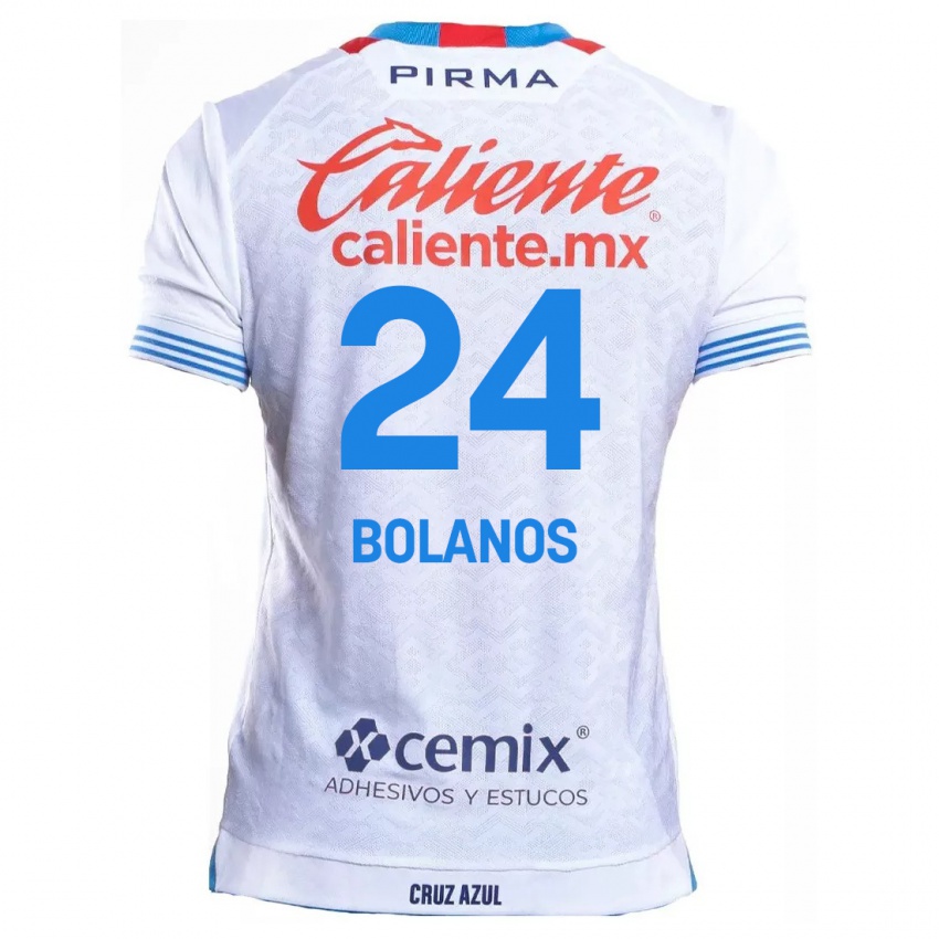 Niño Camiseta Jatziry Bolanos #24 Blanco Azul 2ª Equipación 2024/25 La Camisa Chile