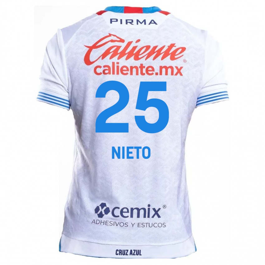 Niño Camiseta Natsidieli Nieto #25 Blanco Azul 2ª Equipación 2024/25 La Camisa Chile