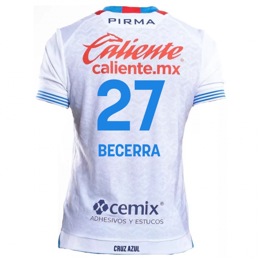 Niño Camiseta Ana Becerra #27 Blanco Azul 2ª Equipación 2024/25 La Camisa Chile