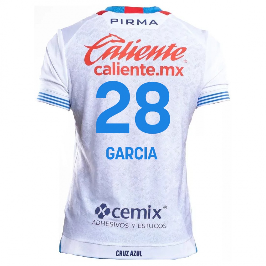 Niño Camiseta Ana Garcia #28 Blanco Azul 2ª Equipación 2024/25 La Camisa Chile