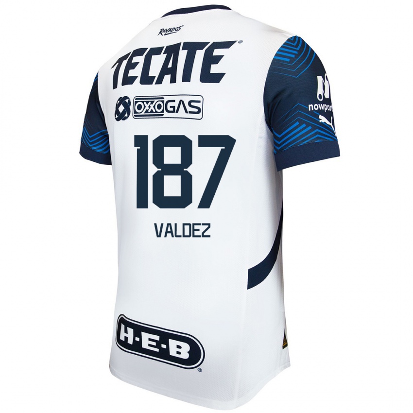 Niño Camiseta Érick Valdez #187 Blanco Azul 2ª Equipación 2024/25 La Camisa Chile