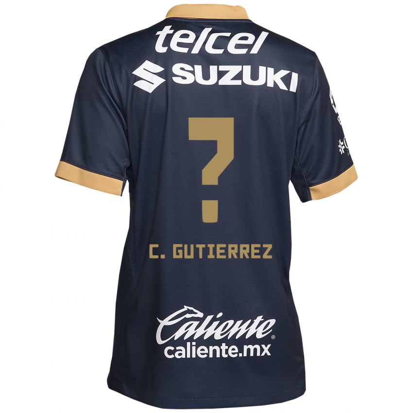 Niño Camiseta Carlos Gutiérrez #0 Obsidiana Dorada Blanca 2ª Equipación 2024/25 La Camisa Chile