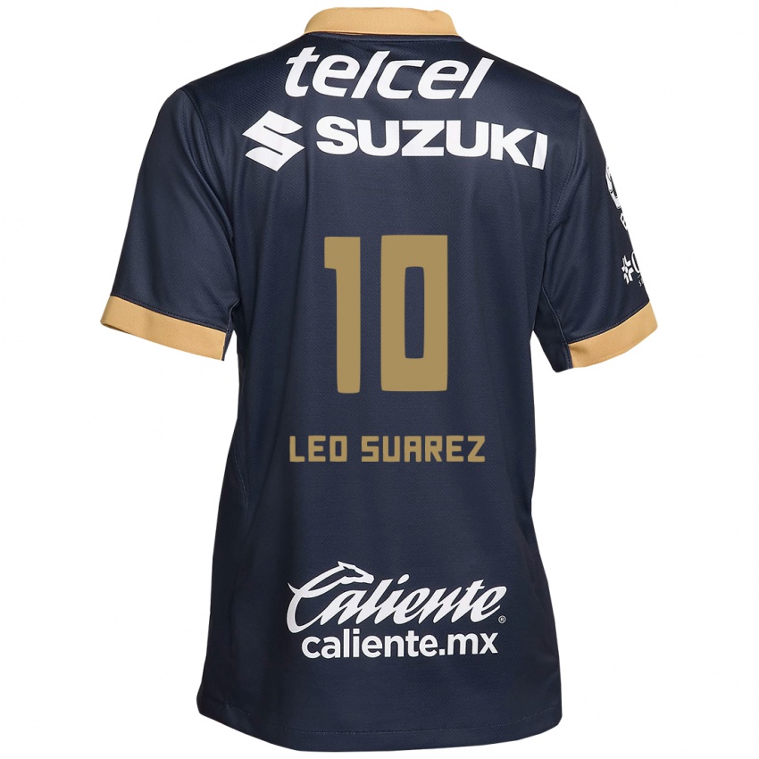 Niño Camiseta Leo Suarez #10 Obsidiana Dorada Blanca 2ª Equipación 2024/25 La Camisa Chile