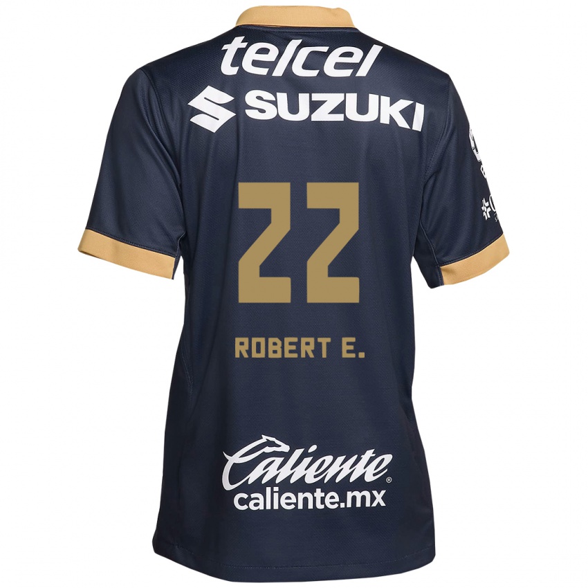 Niño Camiseta Robert Ergas #22 Obsidiana Dorada Blanca 2ª Equipación 2024/25 La Camisa Chile