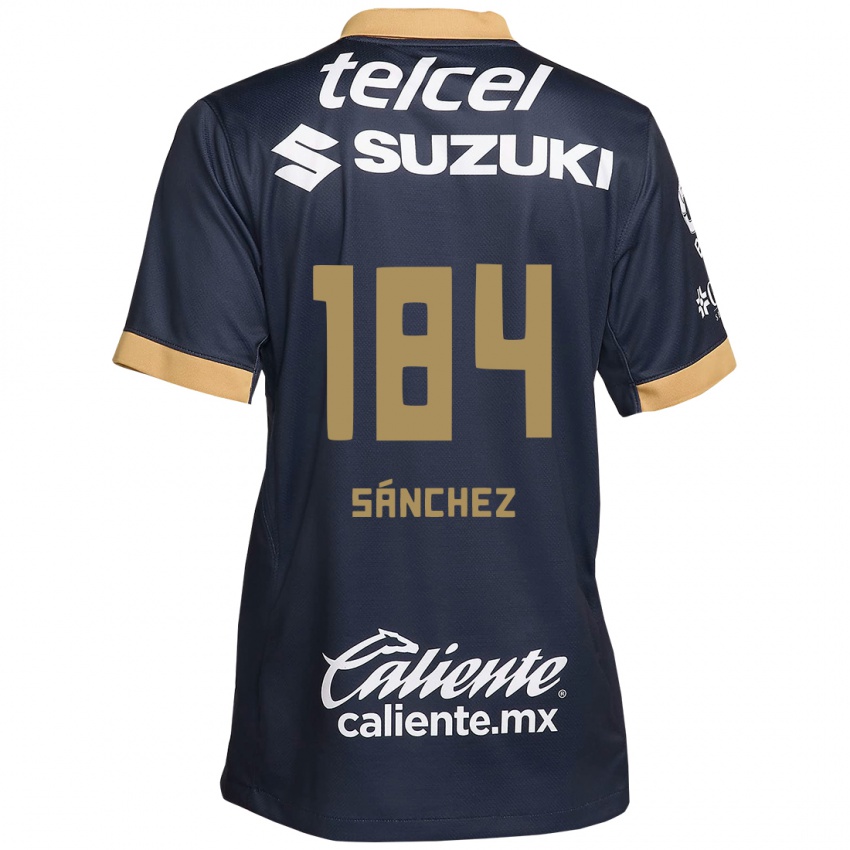 Niño Camiseta Manuel Sánchez #184 Obsidiana Dorada Blanca 2ª Equipación 2024/25 La Camisa Chile