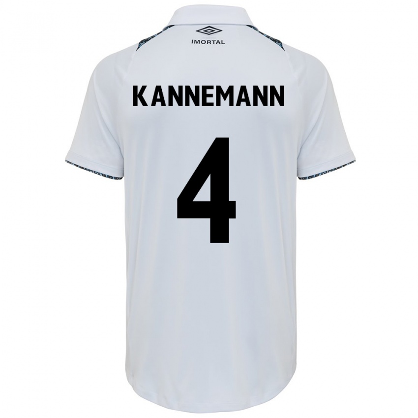 Niño Camiseta Walter Kannemann #4 Blanco Azul 2ª Equipación 2024/25 La Camisa Chile