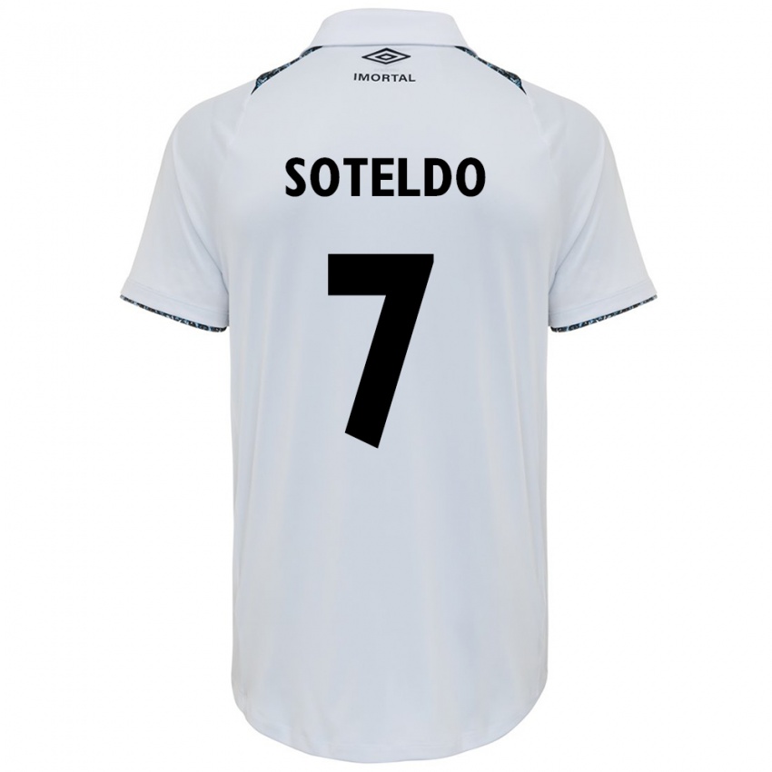 Niño Camiseta Yeferson Soteldo #7 Blanco Azul 2ª Equipación 2024/25 La Camisa Chile