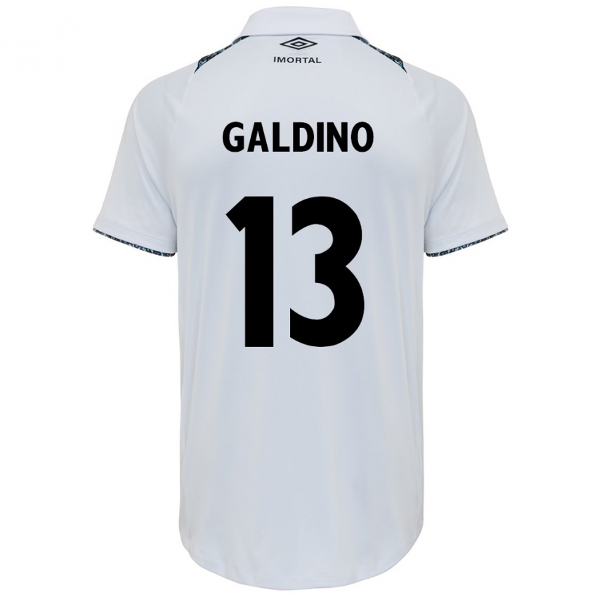 Niño Camiseta Everton Galdino #13 Blanco Azul 2ª Equipación 2024/25 La Camisa Chile