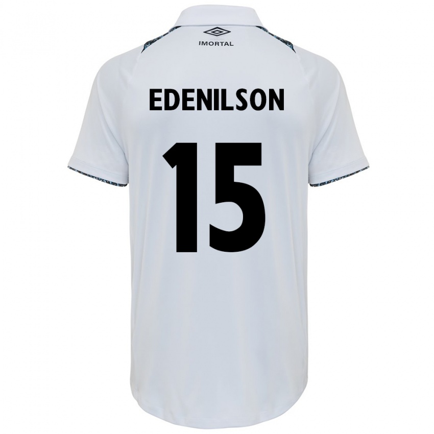 Niño Camiseta Edenilson #15 Blanco Azul 2ª Equipación 2024/25 La Camisa Chile