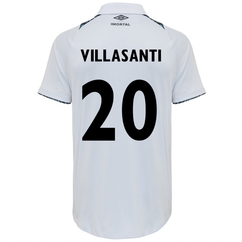 Niño Camiseta Mathías Villasanti #20 Blanco Azul 2ª Equipación 2024/25 La Camisa Chile