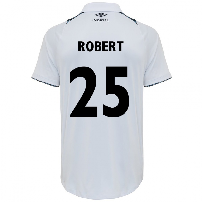 Niño Camiseta Jhonata Robert #25 Blanco Azul 2ª Equipación 2024/25 La Camisa Chile