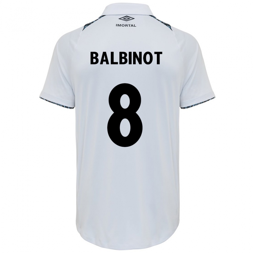 Niño Camiseta Manu Balbinot #8 Blanco Azul 2ª Equipación 2024/25 La Camisa Chile