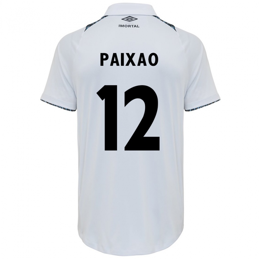 Niño Camiseta Iasmin Paixão #12 Blanco Azul 2ª Equipación 2024/25 La Camisa Chile