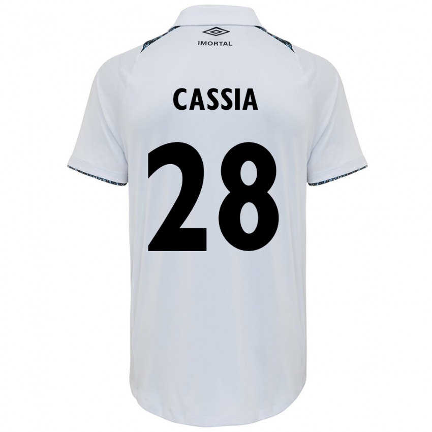 Niño Camiseta Cássia #28 Blanco Azul 2ª Equipación 2024/25 La Camisa Chile